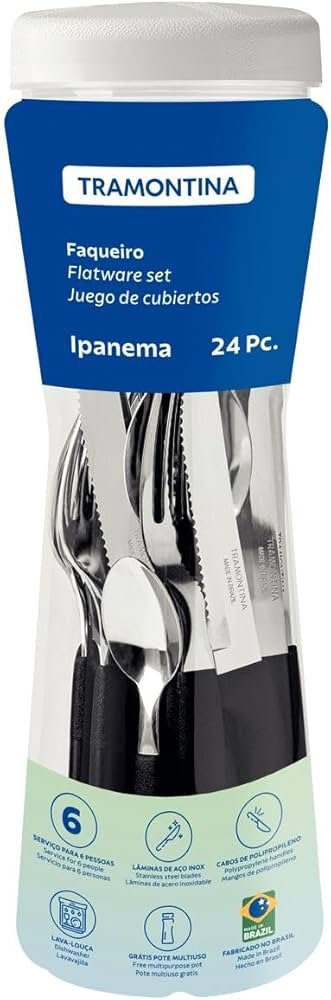 Box Cubiertos IPNEMA Negro Tramontina x24