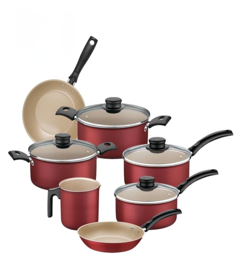 BATERÍA TURIM TRAMONTINA ROJO 7 PIEZAS