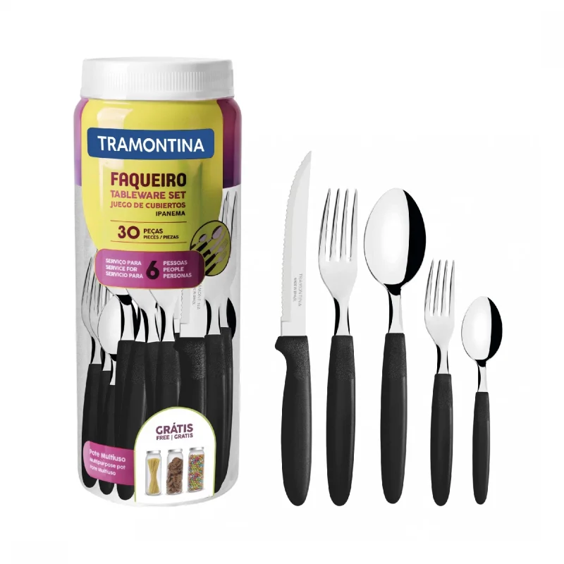 Pot. Cubiertos IPANEMA Negro Tramontina x30